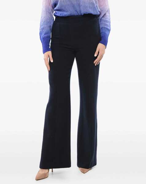 Pantaloni casual Chloe Wool And Cashmere Flared Pants Blue Femei (BM 17544574) 2