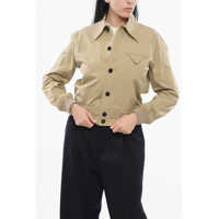 Bomber jacket Gabardine Jacket With Shirt Collar Femei