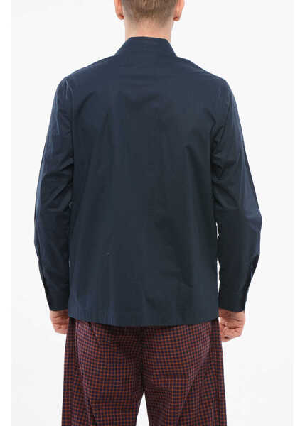 Camasi casual Department Five Cotton Pike Shirt With Contrasting Buttons And Breast Pocket Blue Barbati (BM 17544658) 2