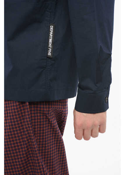 Camasi casual Department Five Cotton Pike Shirt With Contrasting Buttons And Breast Pocket Blue Barbati (BM 17544658) 3