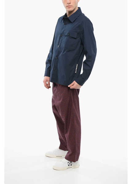 Camasi casual Department Five Cotton Pike Shirt With Contrasting Buttons And Breast Pocket Blue Barbati (BM 17544658) 4