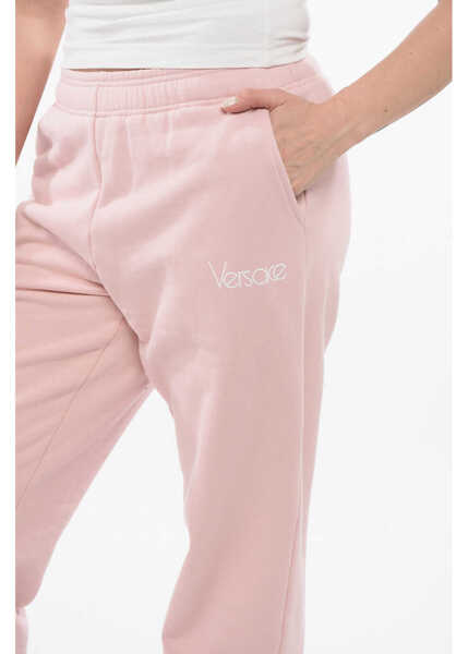 Pantaloni de trening Versace 1978 Re-Edition Brushed Cotton Sweatpants With Cuffs Pink Femei (BM 17544661) 3