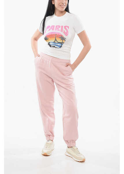 Pantaloni de trening Versace 1978 Re-Edition Brushed Cotton Sweatpants With Cuffs Pink Femei (BM 17544661) 4