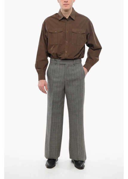 Pantaloni casual Gucci Herringbone Wool Pants With Hidden Closure Black & White Barbati (BM 17544667) 3