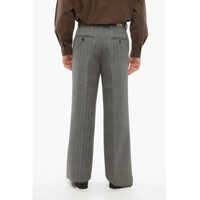 Pantaloni casual Gucci pentru Barbati - Pantaloni casual Gucci Herringbone Wool Pants With Hidden Closure Black & White Barbati (BM 17544667) - B-mall.ro