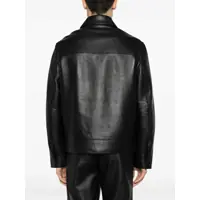 Geci de piele pentru Barbati - Geci de piele YVES SALOMON Leather Zip-Up Jacket With Patch Breast-Pocket Black Barbati (BM 17544694) - B-mall.ro