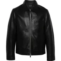 Geci de piele Leather Zip-Up Jacket With Patch Breast-Pocket Barbati