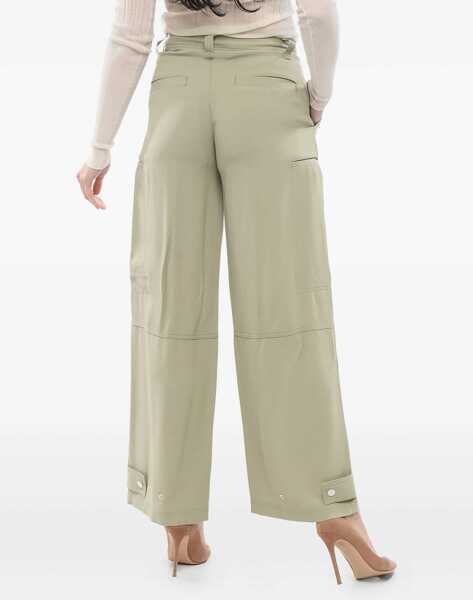 Pantaloni casual AMI ALEXANDRE MATTIUSSI Pleated Wide Pants Green Femei (BM 17544709) 3