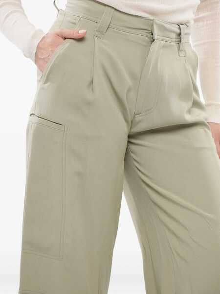 Pantaloni casual AMI ALEXANDRE MATTIUSSI Pleated Wide Pants Green Femei (BM 17544709) 4