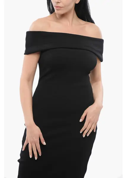 Rochii scurte Bottega Veneta Textured Nylon Off-The-Shoulder Dress Black Femei (BM 17544733) 4