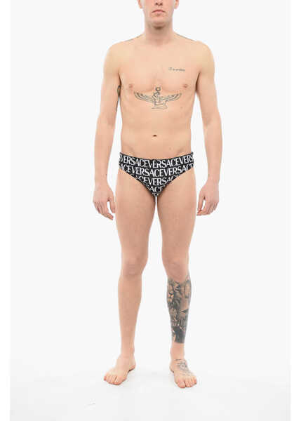 Slipi Versace Monogram Patterned Swim Slips Black & White Barbati (BM 17544865) 4