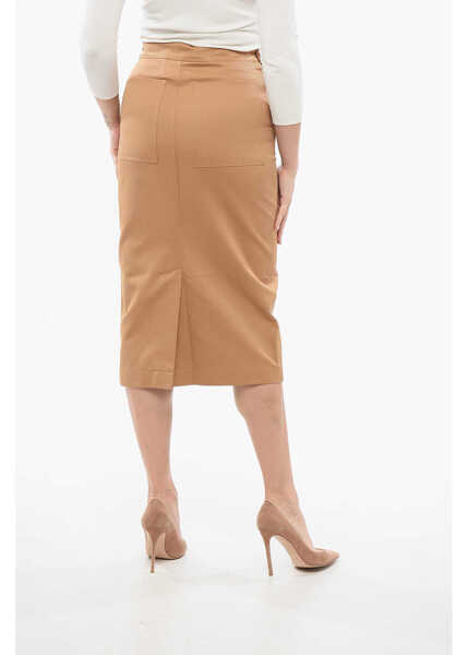 Fuste lungi Max Mara Sfilata Side Buttoned Cresta Cotton A-Line Skirt Beige Femei (BM 17544868) 2