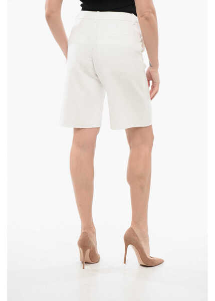 Pantaloni scurti Valentino Garavani Cotton Wide-Leg Shorts White Femei (BM 17544880) 2