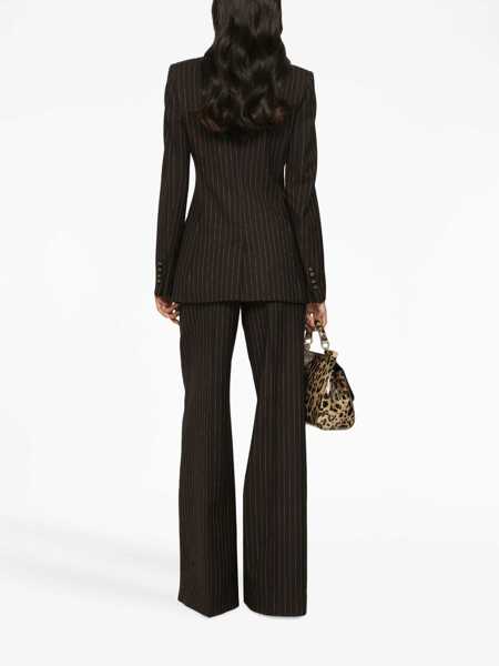 Pantaloni casual Dolce & Gabbana High-Waisted Pinstriped Pants Brown Femei (BM 17544883) 4