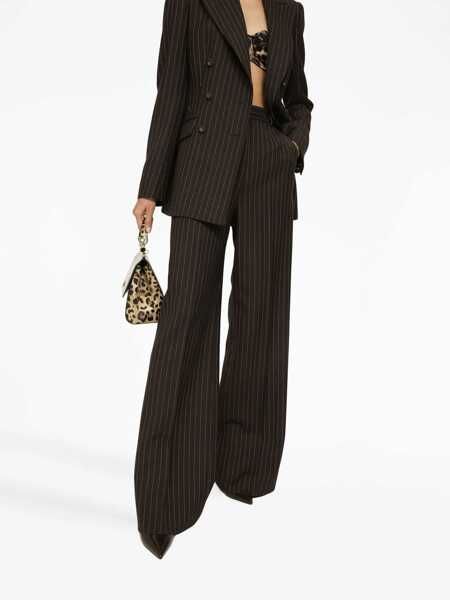Pantaloni casual Dolce & Gabbana High-Waisted Pinstriped Pants Brown Femei (BM 17544883) 5