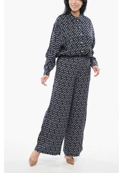 Pantaloni casual Kenzo Verdy Pajama Pants With All Over Logo Blue Femei (BM 17544889) 4