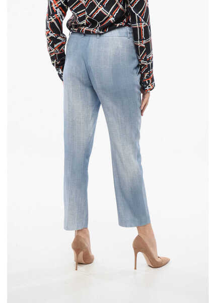 Pantaloni casual Ermanno Scervino Viscose Cropped Pants Blue Femei (BM 17544892) 2