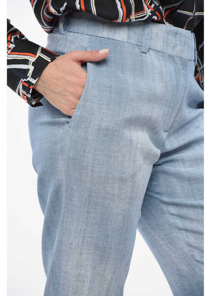 Pantaloni casual Ermanno Scervino Viscose Cropped Pants Blue Femei (BM 17544892) 3