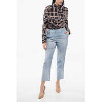 Pantaloni Ermanno Scervino Dama - Pantaloni casual Ermanno Scervino Viscose Cropped Pants Blue Femei (BM 17544892) - B-mall.ro