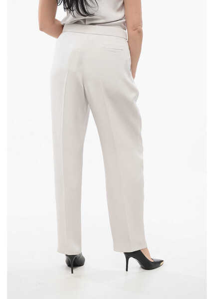 Pantaloni casual Armani Silk Pleated Pants White Femei (BM 17544901) 2