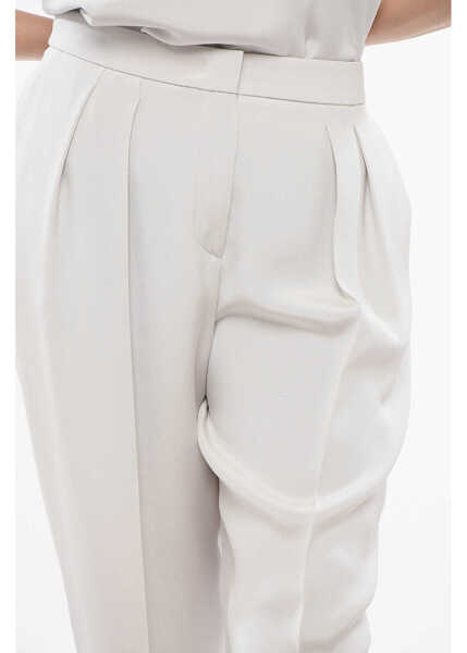 Pantaloni casual Armani Silk Pleated Pants White Femei (BM 17544901) 3