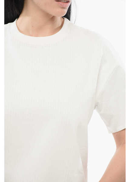 Tricouri Bottega Veneta Crew Neck Cotton T-Shirt With Popeline Lining White Femei (BM 17544937) 3