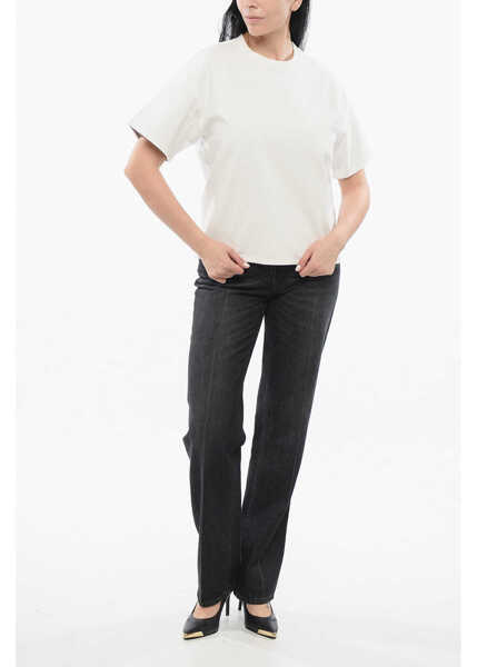 Tricouri Bottega Veneta Crew Neck Cotton T-Shirt With Popeline Lining White Femei (BM 17544937) 4