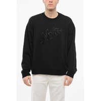 Bluze de trening Emporio Crew Neck Noir Sweatshirt With Beaded Embroidery Barbati