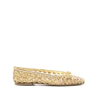 Balerini Gold Colored Ballerinas With Pierced Design In Fabric Woman Femei