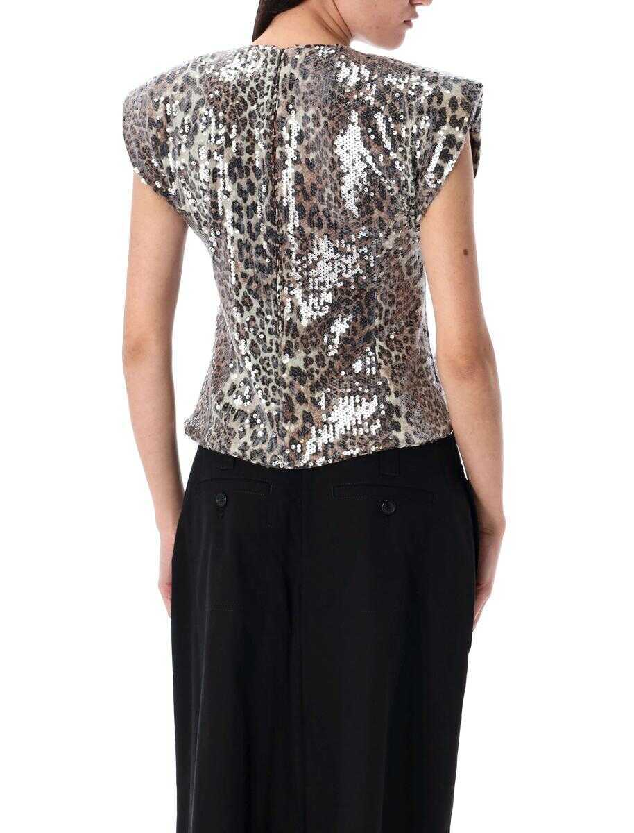 Bluze Ganni Ganni Leopard Print Sequined Top Multicolor Femei (BM 17546463) 2