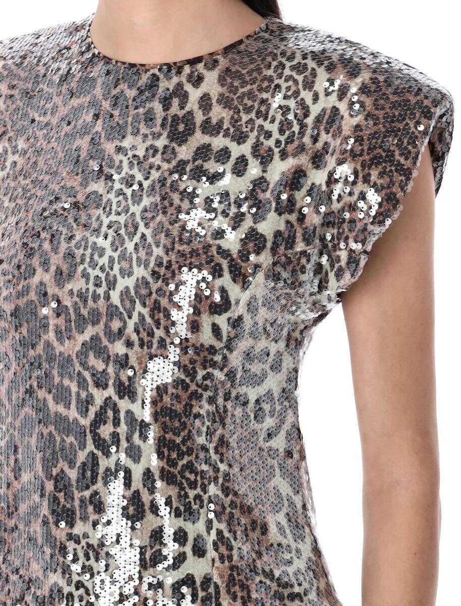Bluze Ganni Ganni Leopard Print Sequined Top Multicolor Femei (BM 17546463) 3