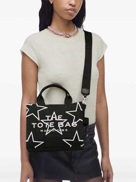 Genti de mana Marc Jacobs The Small Tote Bag Black Handbag With All-Over Star Print And Embroidered Logo In Cotton Woman Black Femei (BM 17546523) 2