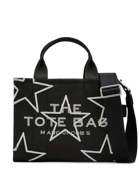 Genti de mana Marc Jacobs The Small Tote Bag Black Handbag With All-Over Star Print And Embroidered Logo In Cotton Woman Black Femei (BM 17546523) 1