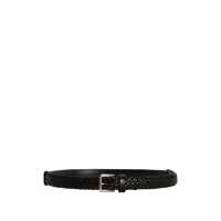 Curele Black Belt With Buckle Closure And Interwoven Design In Leather Man Barbati