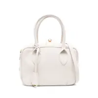 Genti de mana 'Vita' White Handbag With Laminated Logo In Grained Leather Woman Femei