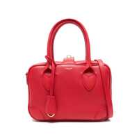 Genti de mana 'Vita' Red Handbag With Laminated Logo In Grained Leather Woman Femei