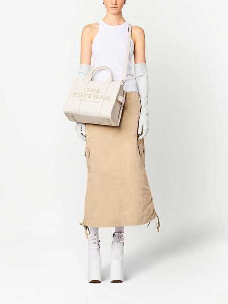 Genti de mana Marc Jacobs The Medium Tote Bag White Shoulder Bag With Logo In Grainy Leather Woman WHITE Femei (BM 17549028) 2