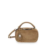 Genti de umar 'Boston Explorer' Beige Crossbody Bag With Removable Metal Padlock Charm In Suede Woman Femei