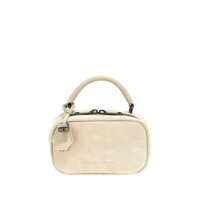 Genti de umar 'Boston Explorer' White Crossbody Bag With Removable Metal Padlock Charm In Suede Woman Femei