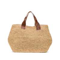 Genti de mana 'Rio Tea' Beige Handbag With Double Top Handle And Woven Design In Raffia Woman Femei