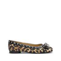 Balerini Multicolor Ballet Flats With Eyelets And All-Over Leopard Print In Satin Woman Femei