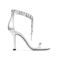 Pantofi cu toc Jimmy Choo 'Verity' Metallic Sandals With High Stiletto Heel In Leather And Crystal Woman