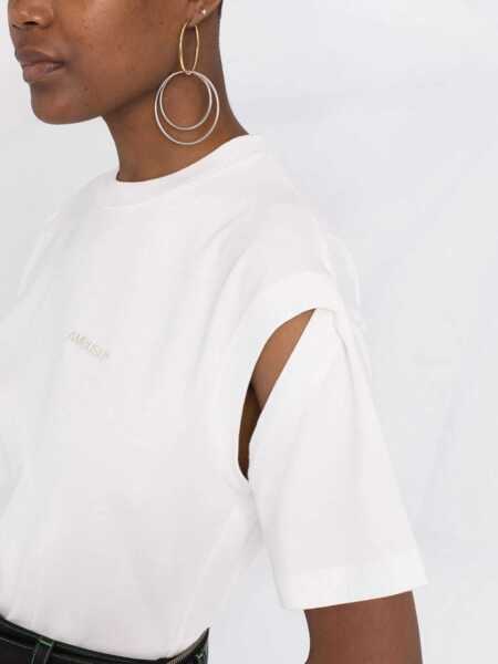 Tricouri AMBUSH Solid Color Crew-Neck T-Shirt With Cut-Out Details White Femei (BM 17550577) 3