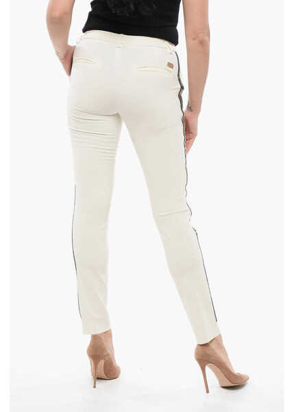 Pantaloni casual Philipp Plein Couture Straight Leg Veronique Pants With Rhinestone Side Ba White Femei (BM 17551876) 2