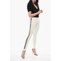 Imbracaminte Philipp Plein Dama - Pantaloni casual Philipp Plein Couture Straight Leg Veronique Pants With Rhinestone Side Ba White Femei (BM 17551876) - B-mall.ro