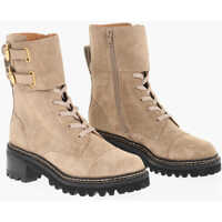 Botine Suede Combat Boots With Buckles Femei