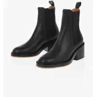 Botine Leather Chelsea Boots Heel 6 Cm Femei