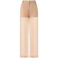 Pantaloni casual Pinko Beige 'Pispola' Trousers In Linen Femei