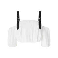 Topuri Pinko White Cotton Top With Adjustable Shoulder Straps Femei