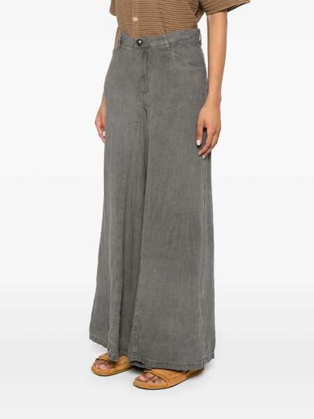 Pantaloni casual White Sand White Sand Cotton Wide-Leg Trousers GREY Femei (BM 17553144) 3
